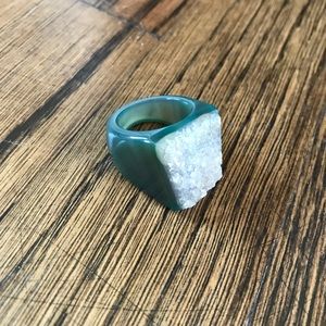 Crystal teal ring.